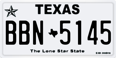 TX license plate BBN5145
