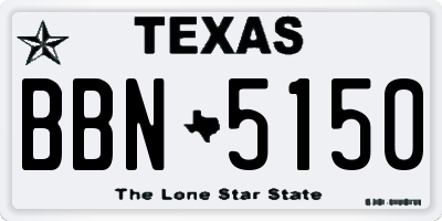TX license plate BBN5150