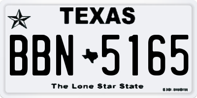 TX license plate BBN5165