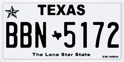 TX license plate BBN5172