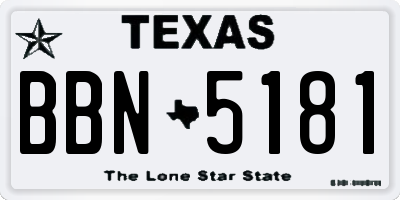 TX license plate BBN5181