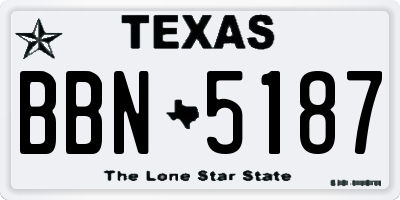 TX license plate BBN5187