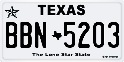 TX license plate BBN5203