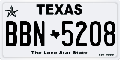 TX license plate BBN5208