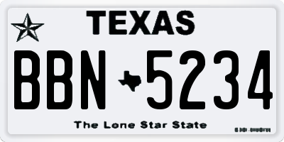 TX license plate BBN5234