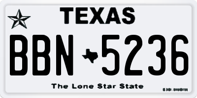 TX license plate BBN5236