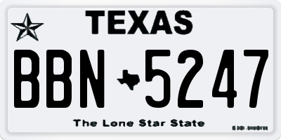TX license plate BBN5247