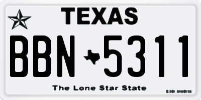 TX license plate BBN5311
