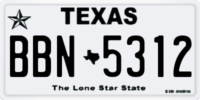 TX license plate BBN5312