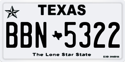TX license plate BBN5322