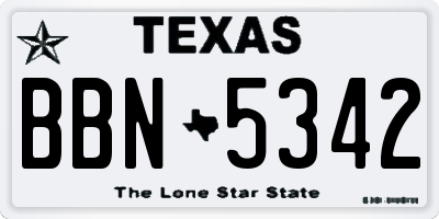 TX license plate BBN5342