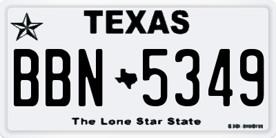 TX license plate BBN5349