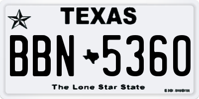 TX license plate BBN5360