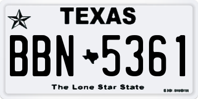 TX license plate BBN5361