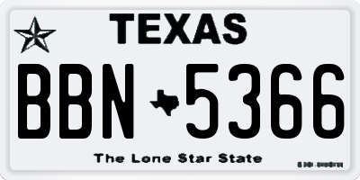 TX license plate BBN5366