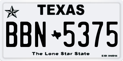 TX license plate BBN5375