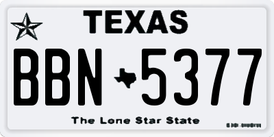 TX license plate BBN5377