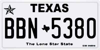 TX license plate BBN5380
