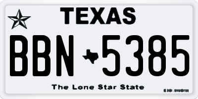 TX license plate BBN5385