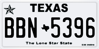 TX license plate BBN5396