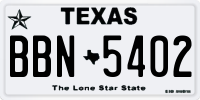 TX license plate BBN5402