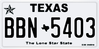 TX license plate BBN5403
