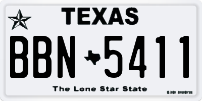 TX license plate BBN5411