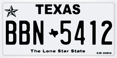TX license plate BBN5412