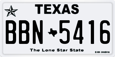 TX license plate BBN5416