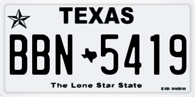 TX license plate BBN5419