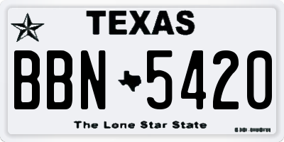 TX license plate BBN5420