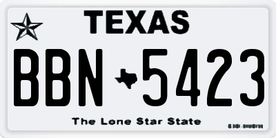 TX license plate BBN5423