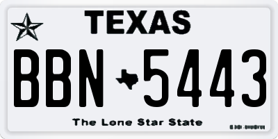 TX license plate BBN5443