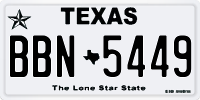 TX license plate BBN5449