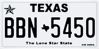 TX license plate BBN5450