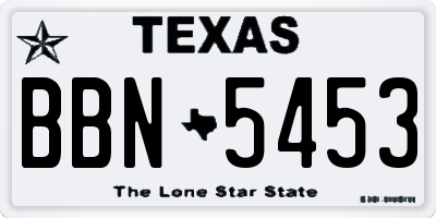 TX license plate BBN5453