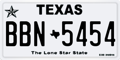 TX license plate BBN5454