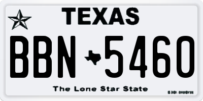 TX license plate BBN5460