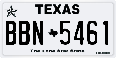 TX license plate BBN5461