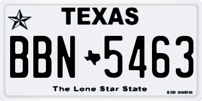 TX license plate BBN5463