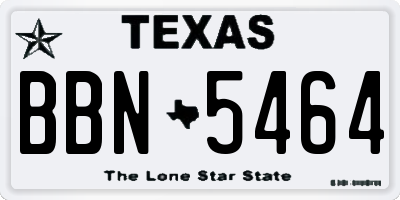 TX license plate BBN5464