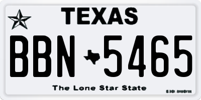 TX license plate BBN5465