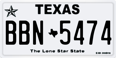 TX license plate BBN5474