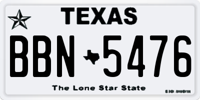 TX license plate BBN5476
