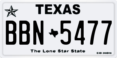TX license plate BBN5477