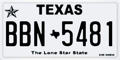 TX license plate BBN5481