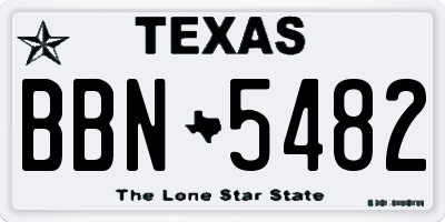 TX license plate BBN5482
