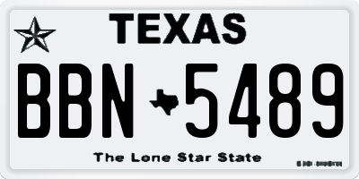 TX license plate BBN5489