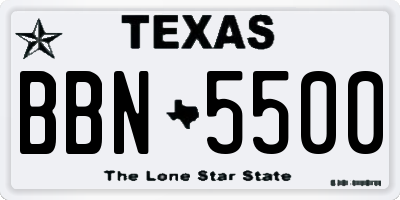 TX license plate BBN5500