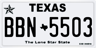 TX license plate BBN5503